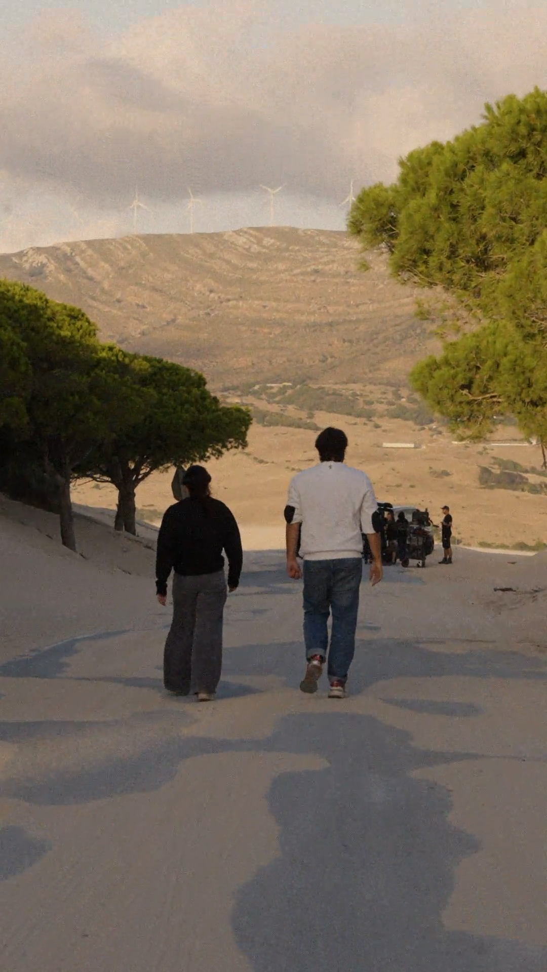 Walking to set through the landscape